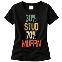 Retro 30 Stud 70 Muffin Sarcasm Dad Bod Figure Womens T-Shirt