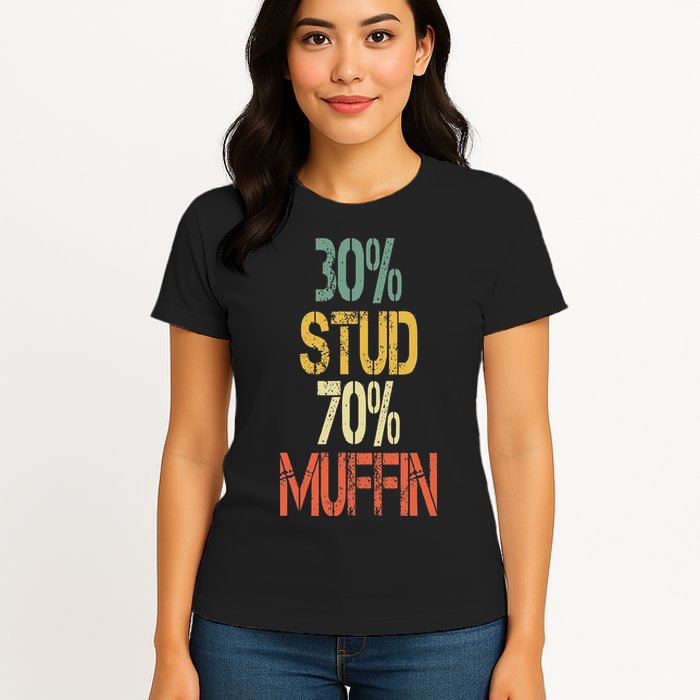 Retro 30 Stud 70 Muffin Sarcasm Dad Bod Figure Womens T-Shirt