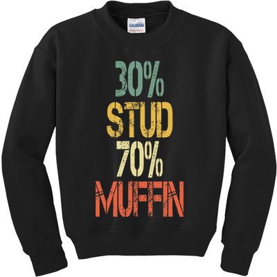 Retro 30 Stud 70 Muffin Sarcasm Dad Bod Figure Kids Sweatshirt