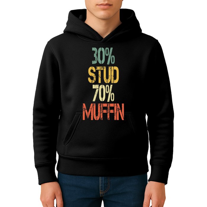 Retro 30 Stud 70 Muffin Sarcasm Dad Bod Figure Kids Hoodie
