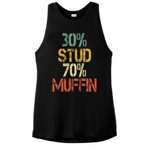 Retro 30 Stud 70 Muffin Sarcasm Dad Bod Figure Ladies PosiCharge Tri-Blend Wicking Tank