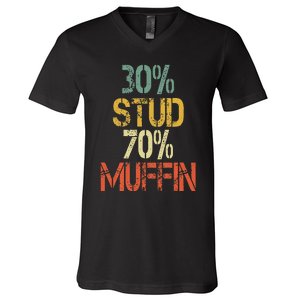 Retro 30 Stud 70 Muffin Sarcasm Dad Bod Figure V-Neck T-Shirt