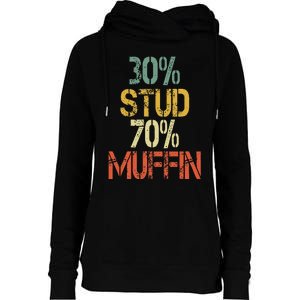 Retro 30 Stud 70 Muffin Sarcasm Dad Bod Figure Womens Funnel Neck Pullover Hood