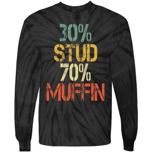 Retro 30 Stud 70 Muffin Sarcasm Dad Bod Figure Tie-Dye Long Sleeve Shirt