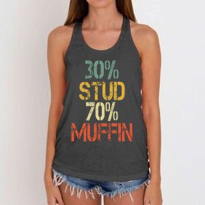 Retro 30 Stud 70 Muffin Sarcasm Dad Bod Figure Women's Knotted Racerback Tank