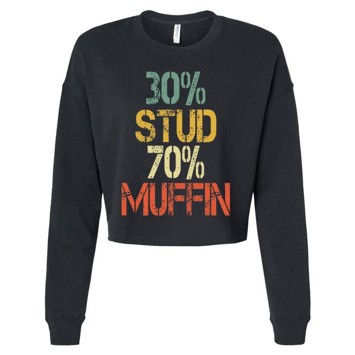 Retro 30 Stud 70 Muffin Sarcasm Dad Bod Figure Cropped Pullover Crew