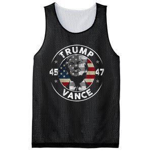 Retro 45 47 Trump Vance 2024 Vote Trump American Flag Mesh Reversible Basketball Jersey Tank