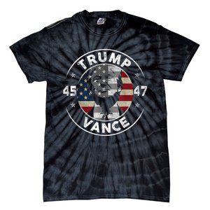 Retro 45 47 Trump Vance 2024 Vote Trump American Flag Tie-Dye T-Shirt