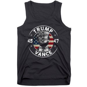 Retro 45 47 Trump Vance 2024 Vote Trump American Flag Tank Top