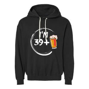 Retro 40th Birthday Beer Lover Garment-Dyed Fleece Hoodie