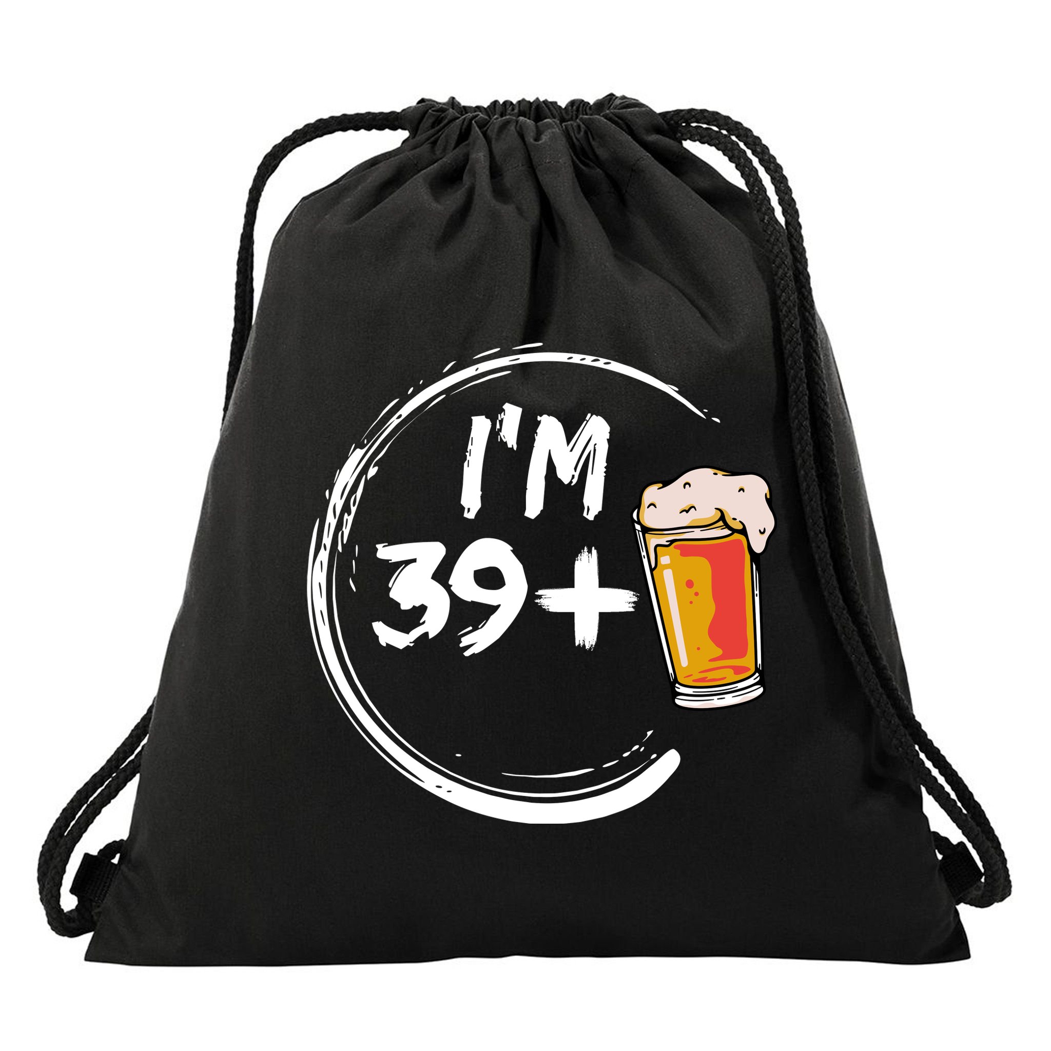 Retro 40th Birthday Beer Lover Drawstring Bag