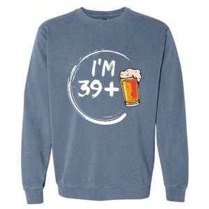 Retro 40th Birthday Beer Lover Garment-Dyed Sweatshirt