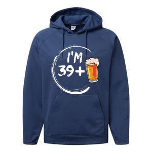 Retro 40th Birthday Beer Lover Performance Fleece Hoodie