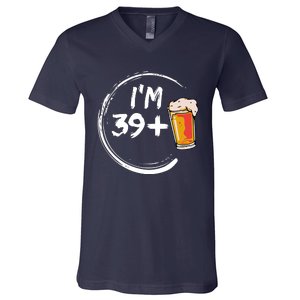 Retro 40th Birthday Beer Lover V-Neck T-Shirt