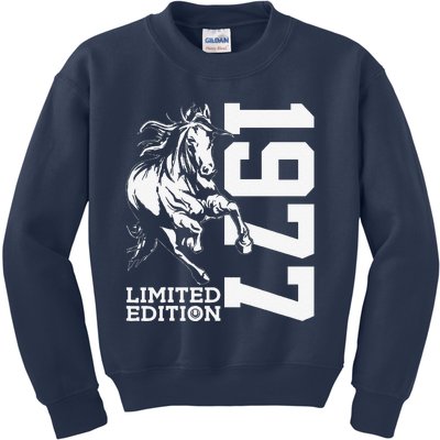 Riding 46th Birthday Horse Limited Edition 1977 Horse Rider Kids Sweatshirt