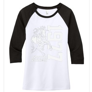 Riding 46th Birthday Horse Limited Edition 1977 Horse Rider Women's Tri-Blend 3/4-Sleeve Raglan Shirt