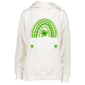 Rainbow 4th Grade Squad Teacher St Patrick's Day Gift Womens Funnel Neck Pullover Hood