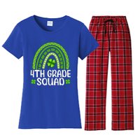 Rainbow 4th Grade Squad Teacher St Patrick's Day Gift Women's Flannel Pajama Set