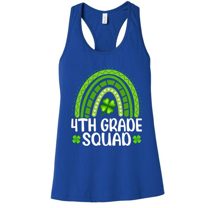 Rainbow 4th Grade Squad Teacher St Patrick's Day Gift Women's Racerback Tank