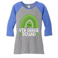 Rainbow 4th Grade Squad Teacher St Patrick's Day Gift Women's Tri-Blend 3/4-Sleeve Raglan Shirt