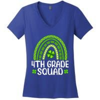 Rainbow 4th Grade Squad Teacher St Patrick's Day Gift Women's V-Neck T-Shirt