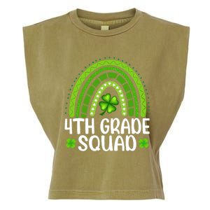 Rainbow 4th Grade Squad Teacher St Patrick's Day Gift Garment-Dyed Women's Muscle Tee