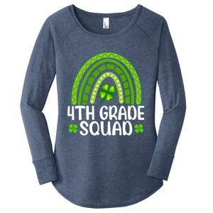 Rainbow 4th Grade Squad Teacher St Patrick's Day Gift Women's Perfect Tri Tunic Long Sleeve Shirt