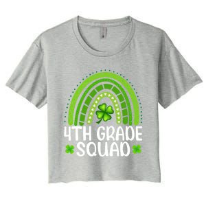 Rainbow 4th Grade Squad Teacher St Patrick's Day Gift Women's Crop Top Tee