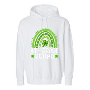 Rainbow 4th Grade Squad Teacher St Patrick's Day Gift Garment-Dyed Fleece Hoodie