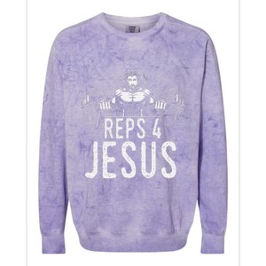 Reps 4 Jesus Gym Weightlifting Colorblast Crewneck Sweatshirt