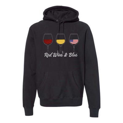 Retro 4th Of July Red Wine And Blue Premium Hoodie