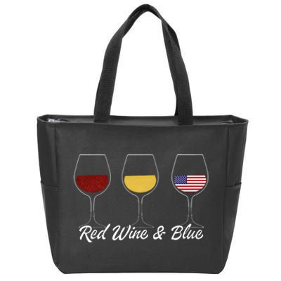 Retro 4th Of July Red Wine And Blue Zip Tote Bag