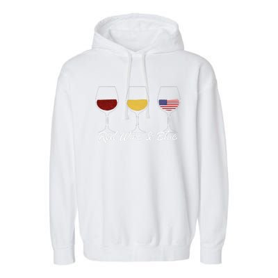 Retro 4th Of July Red Wine And Blue Garment-Dyed Fleece Hoodie