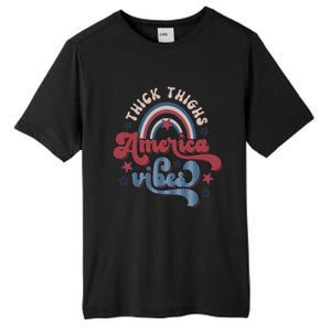 Retro 4th Of July Great Gift Funny Thick Thigs America Vibes Usa Gift Tall Fusion ChromaSoft Performance T-Shirt