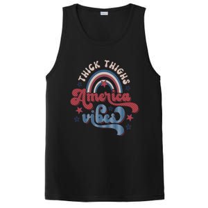 Retro 4th Of July Great Gift Funny Thick Thigs America Vibes Usa Gift PosiCharge Competitor Tank