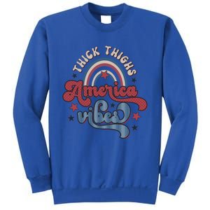 Retro 4th Of July Great Gift Funny Thick Thigs America Vibes Usa Gift Sweatshirt