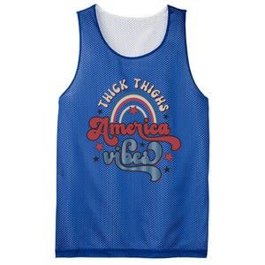 Retro 4th Of July Great Gift Funny Thick Thigs America Vibes Usa Gift Mesh Reversible Basketball Jersey Tank