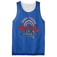 Retro 4th Of July Great Gift Funny Thick Thigs America Vibes Usa Gift Mesh Reversible Basketball Jersey Tank