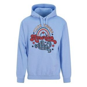 Retro 4th Of July Great Gift Funny Thick Thigs America Vibes Usa Gift Unisex Surf Hoodie