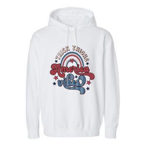 Retro 4th Of July Great Gift Funny Thick Thigs America Vibes Usa Gift Garment-Dyed Fleece Hoodie