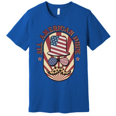 Retro 4th Of July Funny Gift Red White Blue Usa All American Dude Gift Premium T-Shirt