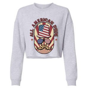 Retro 4th Of July Funny Gift Red White Blue Usa All American Dude Gift Cropped Pullover Crew