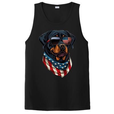 Rottweiler 4th Of July American Flag Glasses Stay Cool PosiCharge Competitor Tank