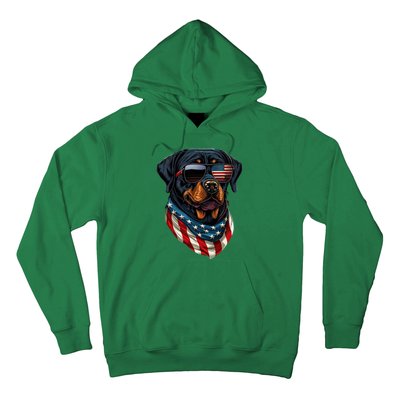 Rottweiler 4th Of July American Flag Glasses Stay Cool Hoodie