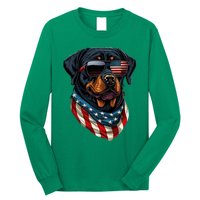 Rottweiler 4th Of July American Flag Glasses Stay Cool Long Sleeve Shirt