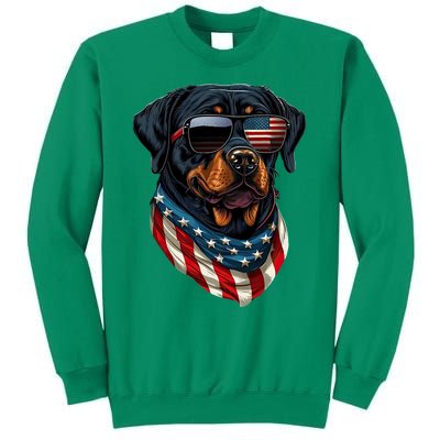 Rottweiler 4th Of July American Flag Glasses Stay Cool Sweatshirt