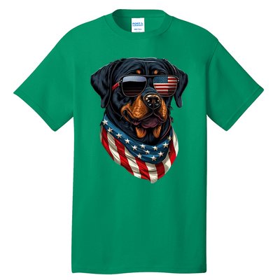 Rottweiler 4th Of July American Flag Glasses Stay Cool Tall T-Shirt