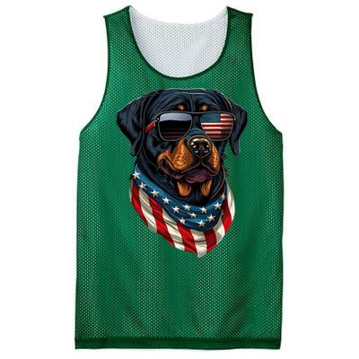 Rottweiler 4th Of July American Flag Glasses Stay Cool Mesh Reversible Basketball Jersey Tank