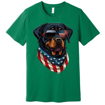 Rottweiler 4th Of July American Flag Glasses Stay Cool Premium T-Shirt