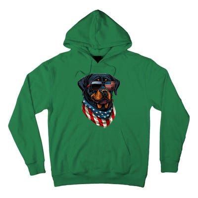 Rottweiler 4th Of July American Flag Glasses Stay Cool Tall Hoodie